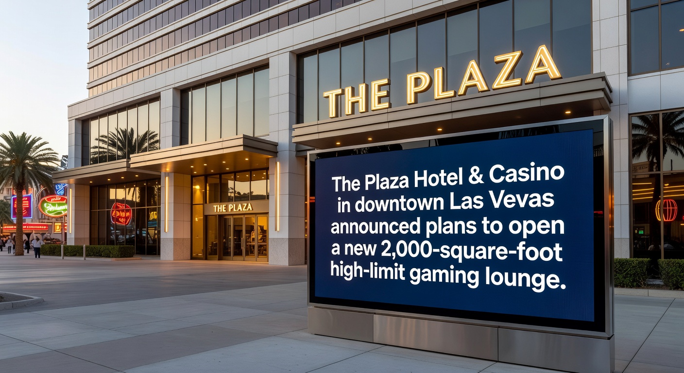 Interior shot of a sleek high-limit gaming salon inside a Las Vegas casino, showcasing rows of glowing slot machines, electronic tables, and plush seating under ambient lighting