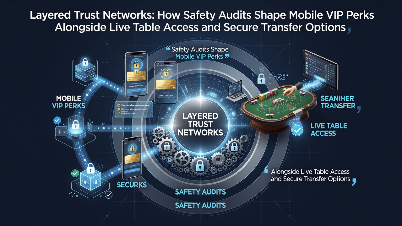 Illustration of layered security protocols connecting mobile VIP programs with live dealer platforms and encrypted payment systems