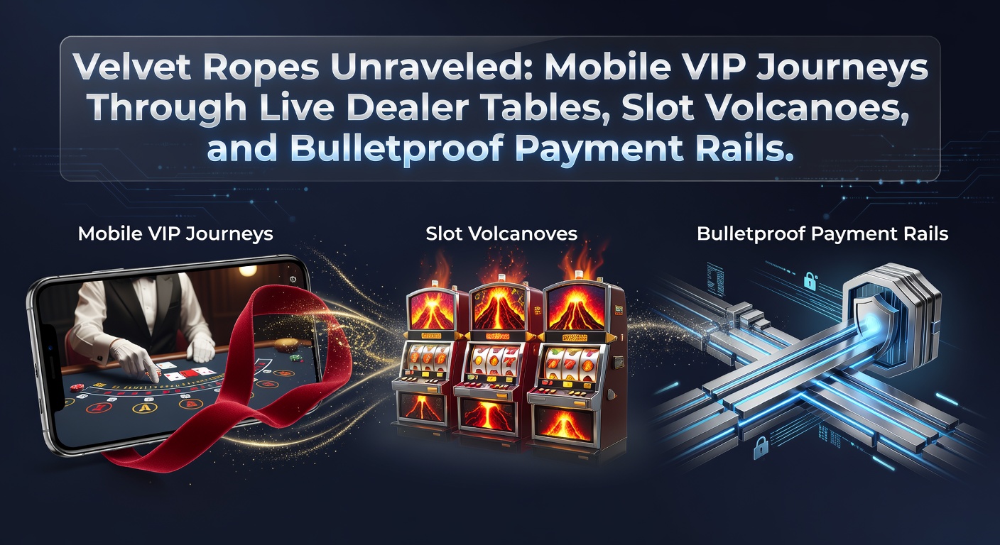 Elegant mobile screen displaying a live dealer blackjack table with VIP velvet rope graphics and high-stakes chips stacked high